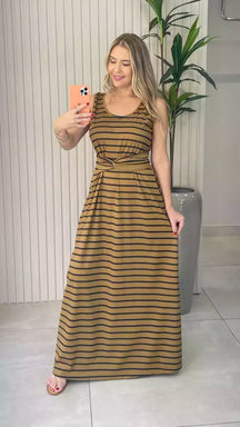 VESTIDO MALHA LISTRADO (VÁRIAS CORES DISPONÍVEIS)